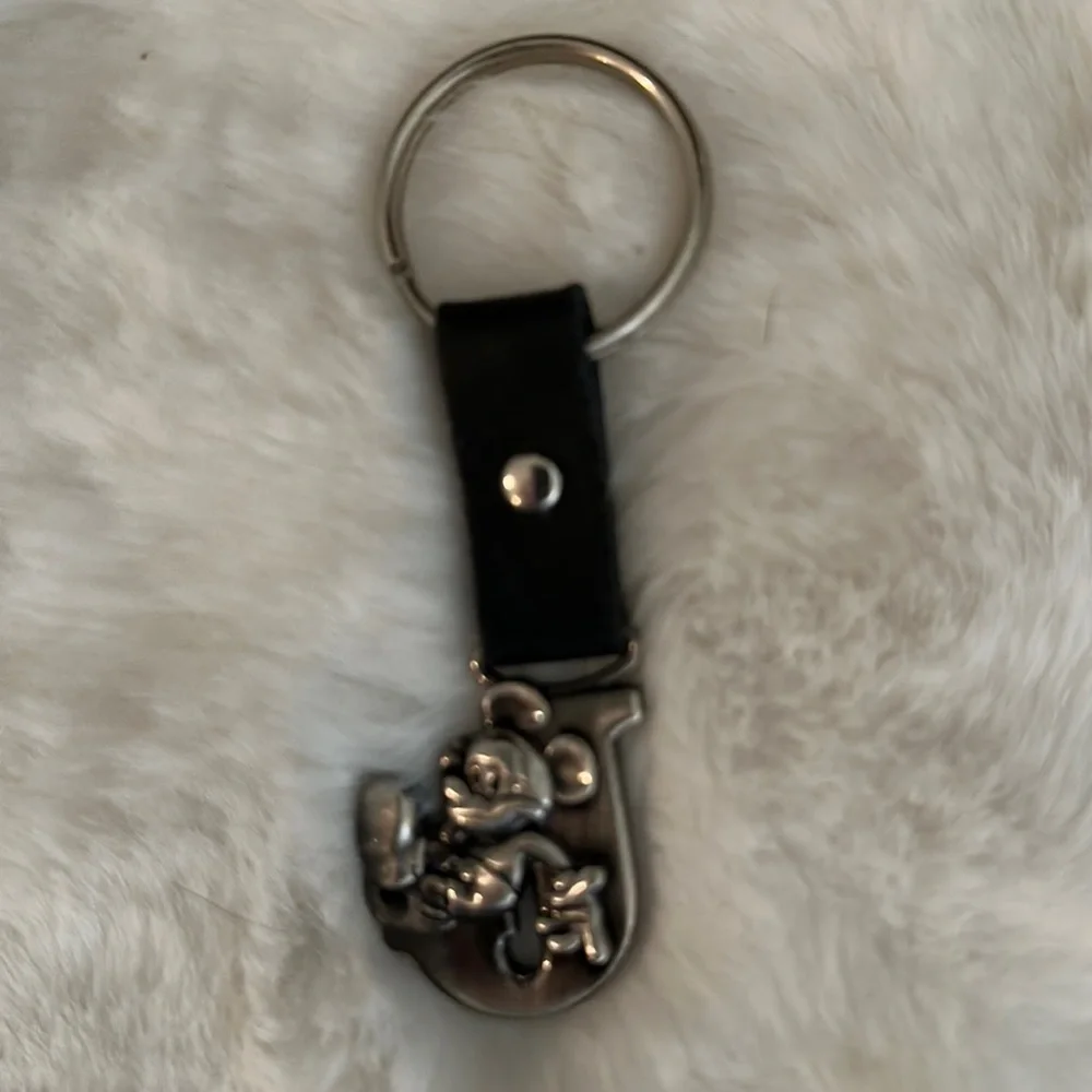 Rustic J Initial Disney Mickey Mouse Key Chain ring new